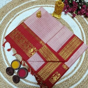 Kalyani cotton Gadwal Paithani saree with zari pallu and contrast blouse