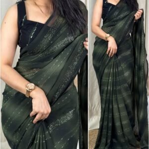 Designer saree with blooming georgette blouse fabric