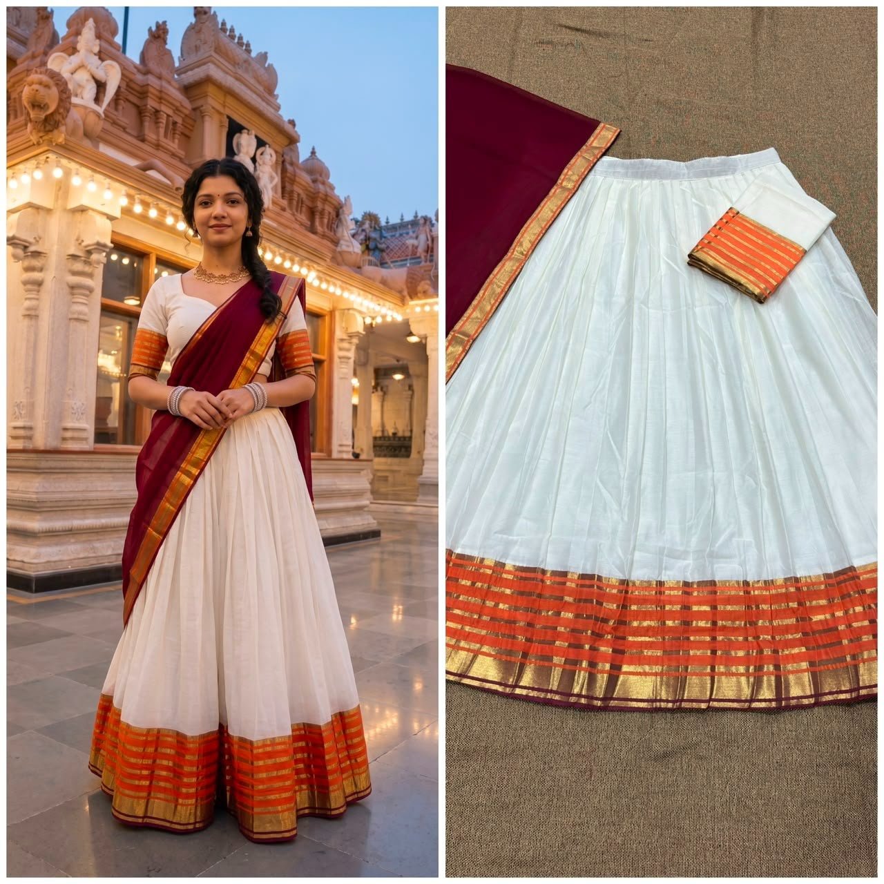 Kanchi Cotton Silk Lehenga with Zari Weaving Work