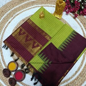 Kalyani cotton Gadwal Paithani saree with zari pallu and contrast blouse