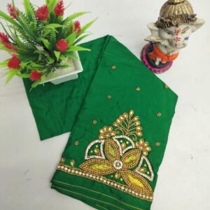 Grand handmade Aari work blouse material for festive sarees