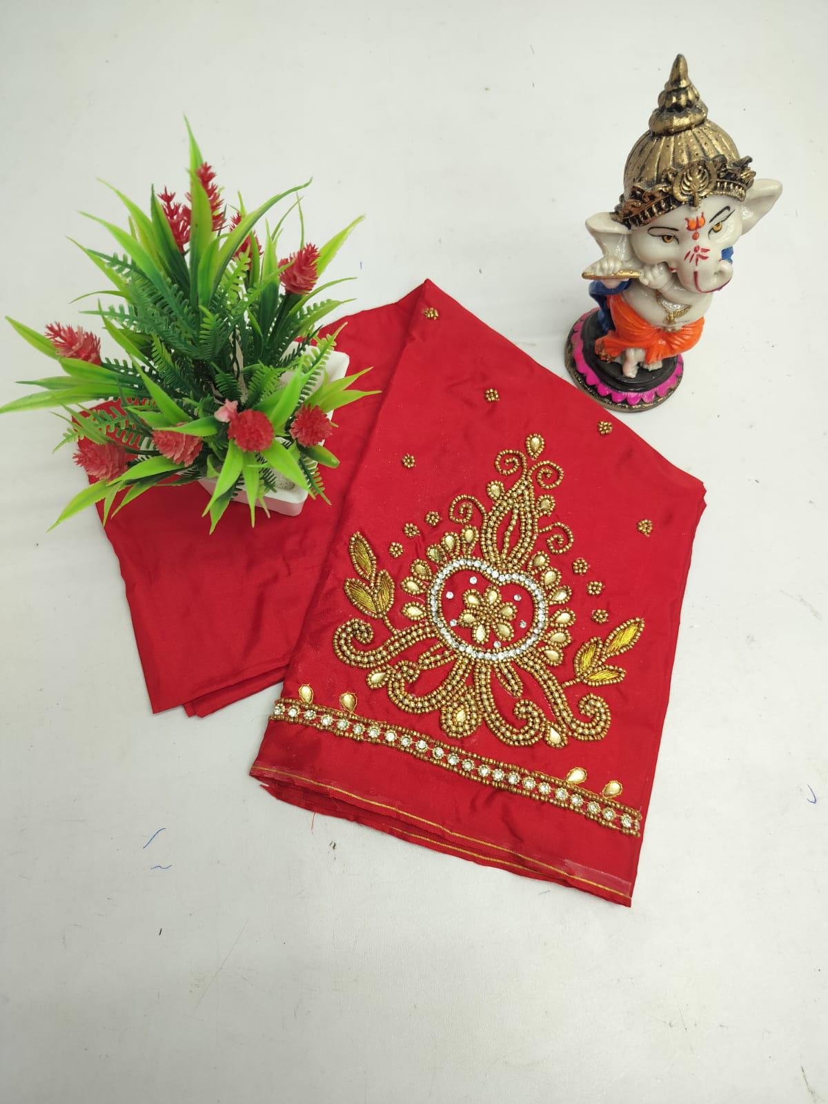 Front design of handmade Aari work blouse material