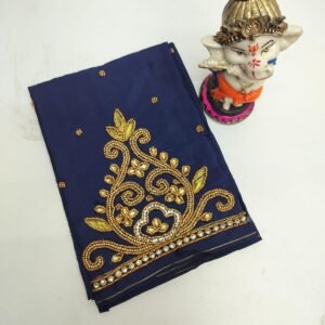 Handmade grand Aari work blouse material in Butter Silk