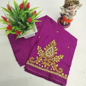 Three-quarter sleeve Aari work blouse design